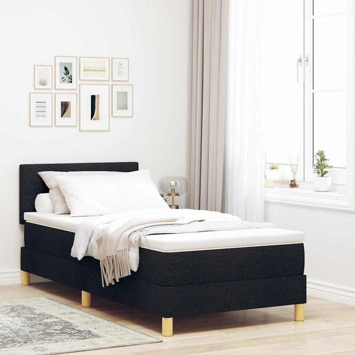 Box spring seng med pude med hovedgærde Sort 80 x 200 cm Stof