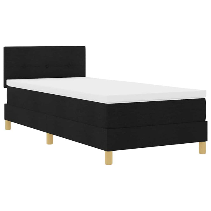 Box spring seng med pude med hovedgærde Sort 80 x 200 cm Stof