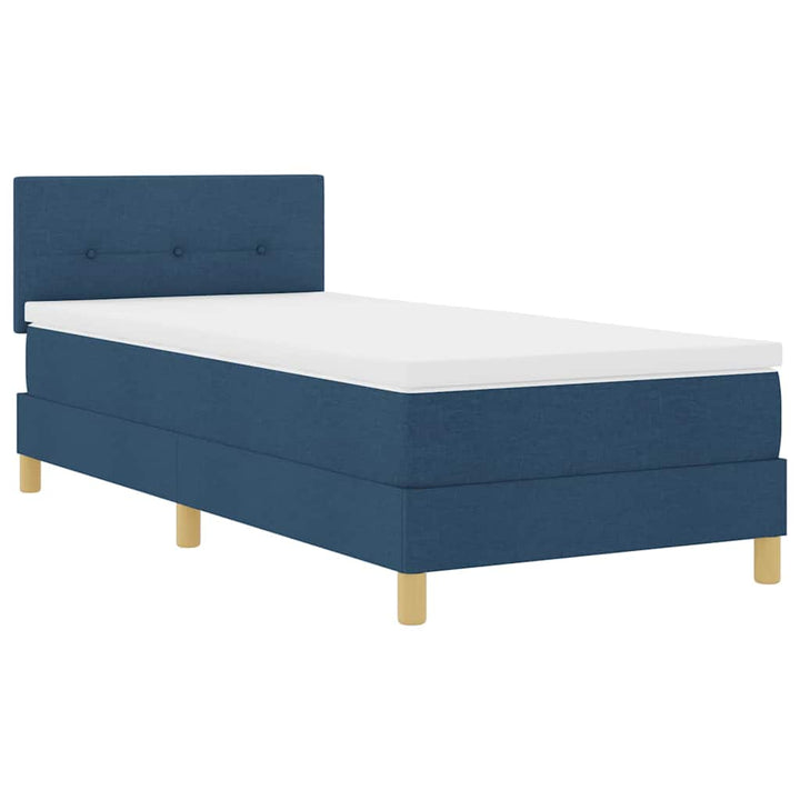 Box spring seng med pude med hovedgærde Blå 90 x 190 cm Stof