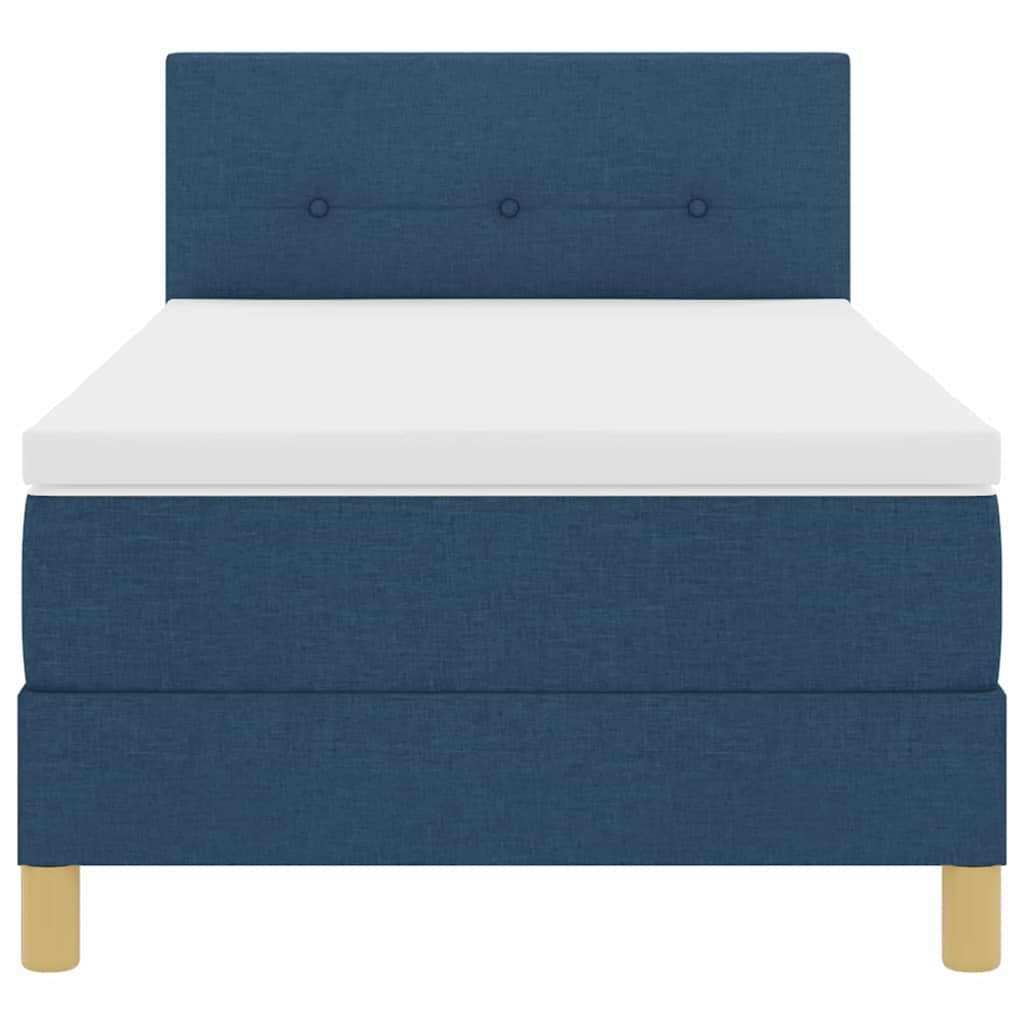 Box spring seng med pude med hovedgærde Blå 90 x 190 cm Stof