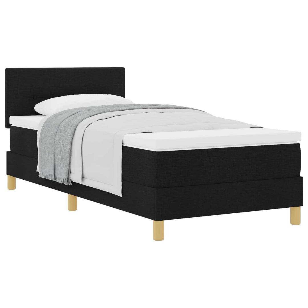 Box spring seng med pude med hovedgærde Sort 90 x 200 cm Stof