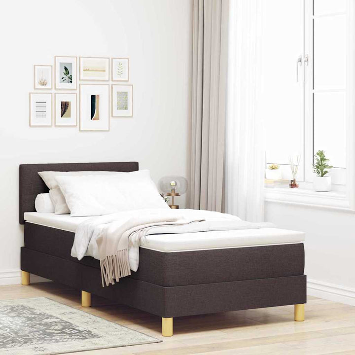 Box spring seng med pude Mørk Brun 90 x 200 cm Stof
