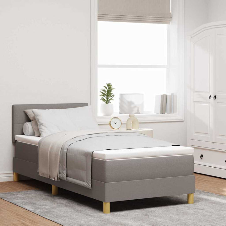 Box spring seng med pude Gråbrun 100 x 200 cm Stof