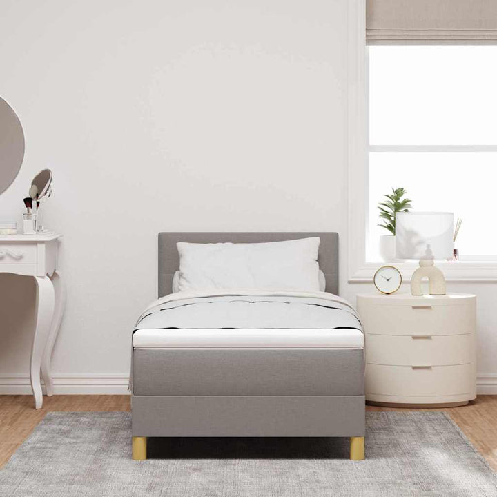 Box spring seng med pude Gråbrun 100 x 200 cm Stof