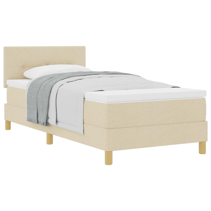 Box spring seng med pude med hovedgærde Creme 100 x 200 cm Stof