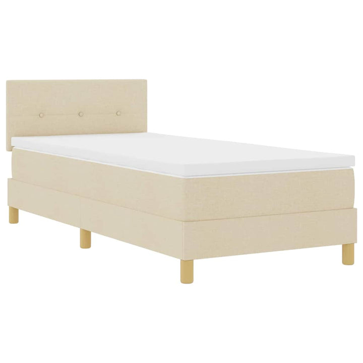 Box spring seng med pude med hovedgærde Creme 100 x 200 cm Stof