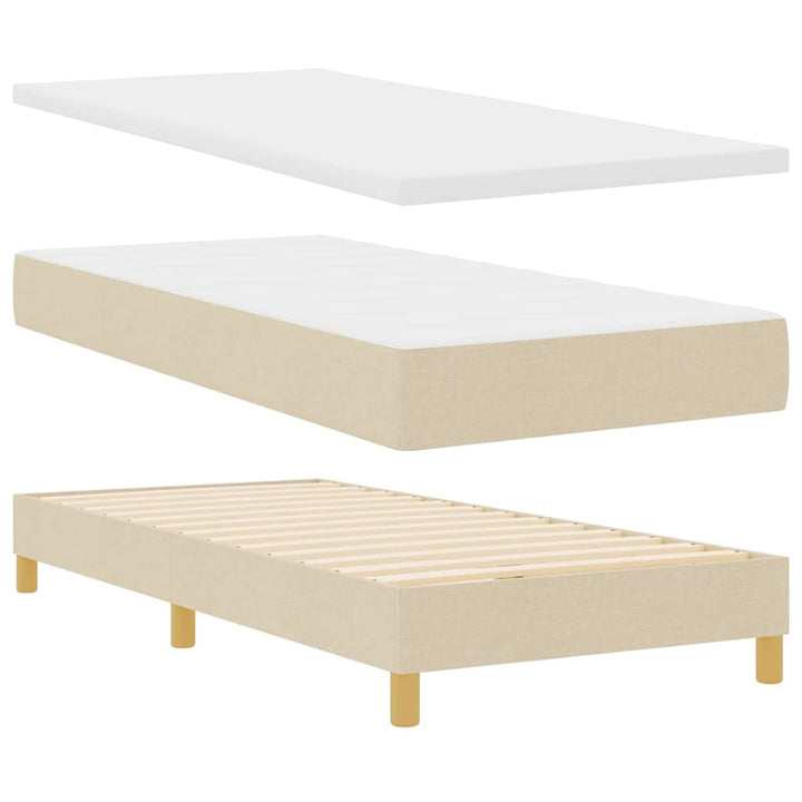 Box spring seng med pude med hovedgærde Creme 100 x 200 cm Stof