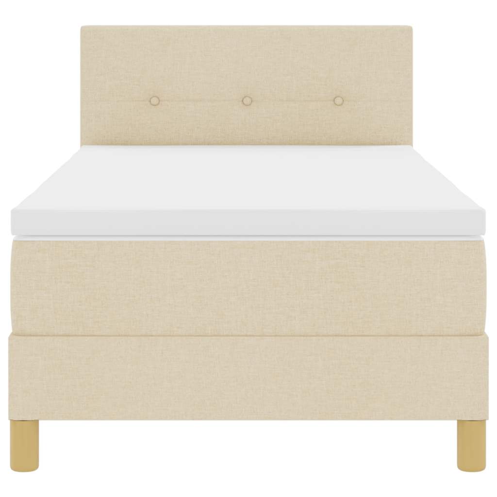 Box spring seng med pude med hovedgærde Creme 100 x 200 cm Stof