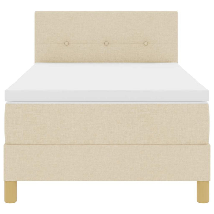 Box spring seng med pude med hovedgærde Creme 100 x 200 cm Stof