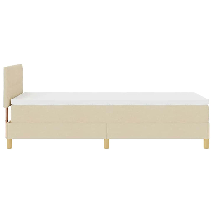 Box spring seng med pude med hovedgærde Creme 100 x 200 cm Stof