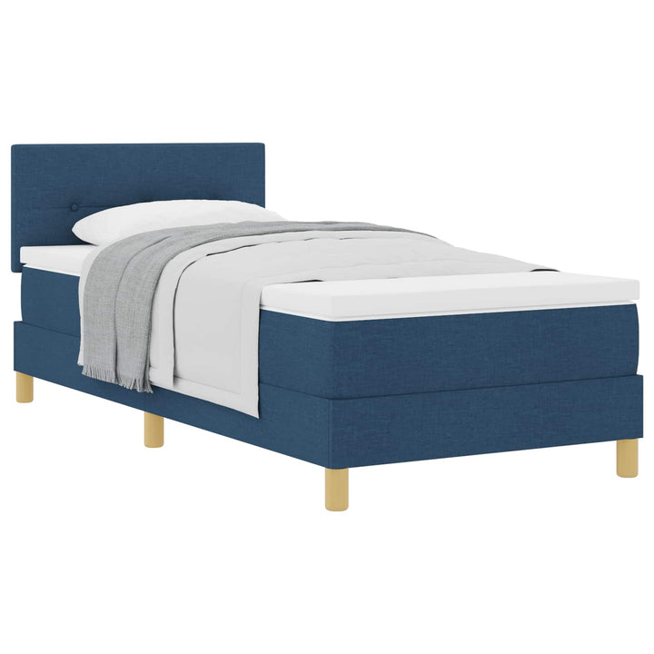 Box spring seng med pude med hovedgærde Blå 100 x 200 cm Stof