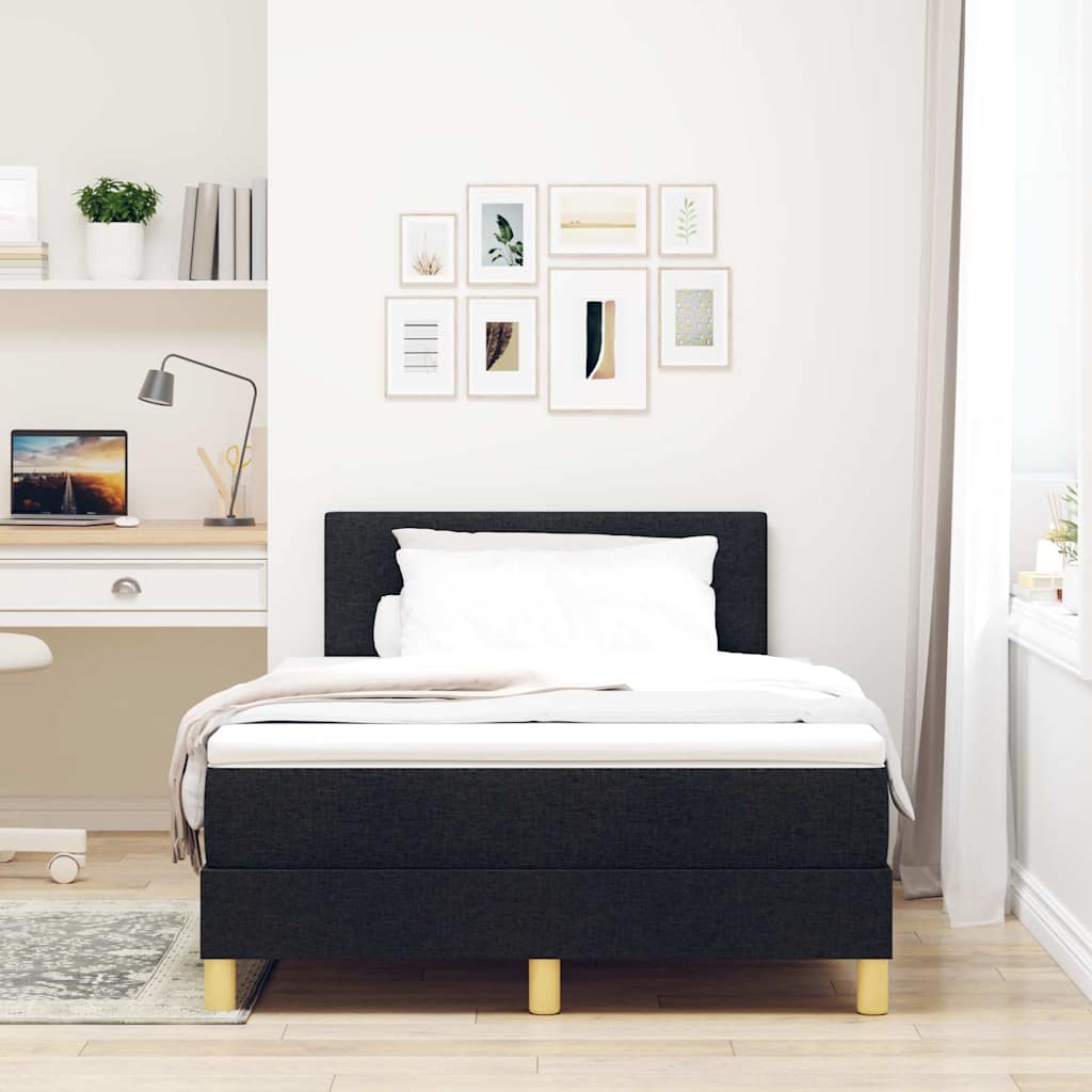 Box spring seng med pude med hovedgærde Sort 120 x 190 cm Stof