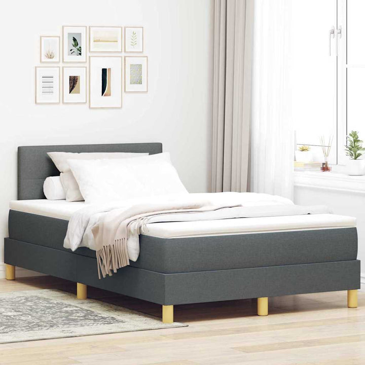 Box spring seng med pude Mørkegrå 120 x 200 cm Stof