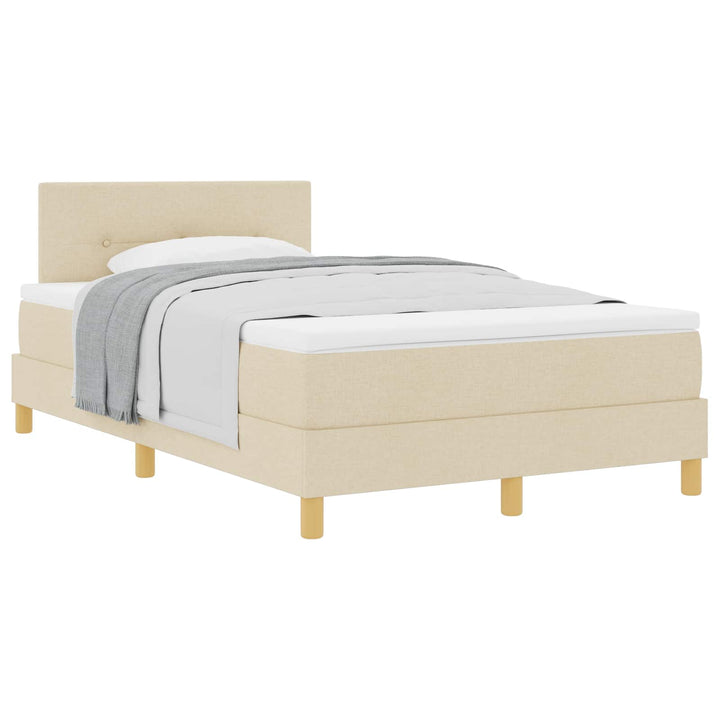 Box spring seng med pude med hovedgærde Creme 120 x 200 cm Stof