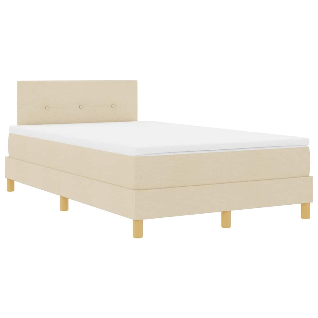 Box spring seng med pude med hovedgærde Creme 120 x 200 cm Stof