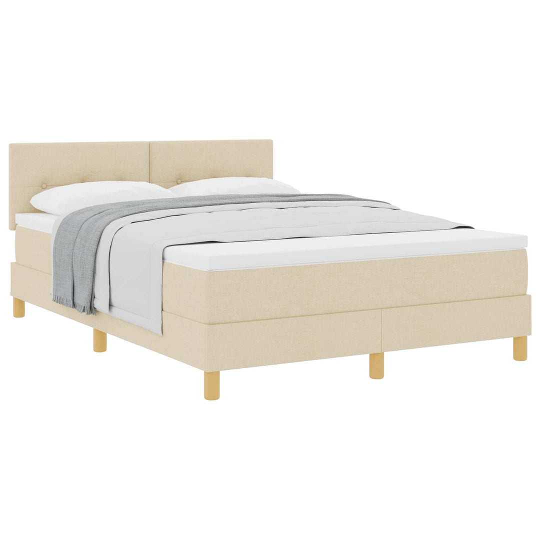Box spring seng med pude med hovedgærde Creme 140 x 190 cm Stof