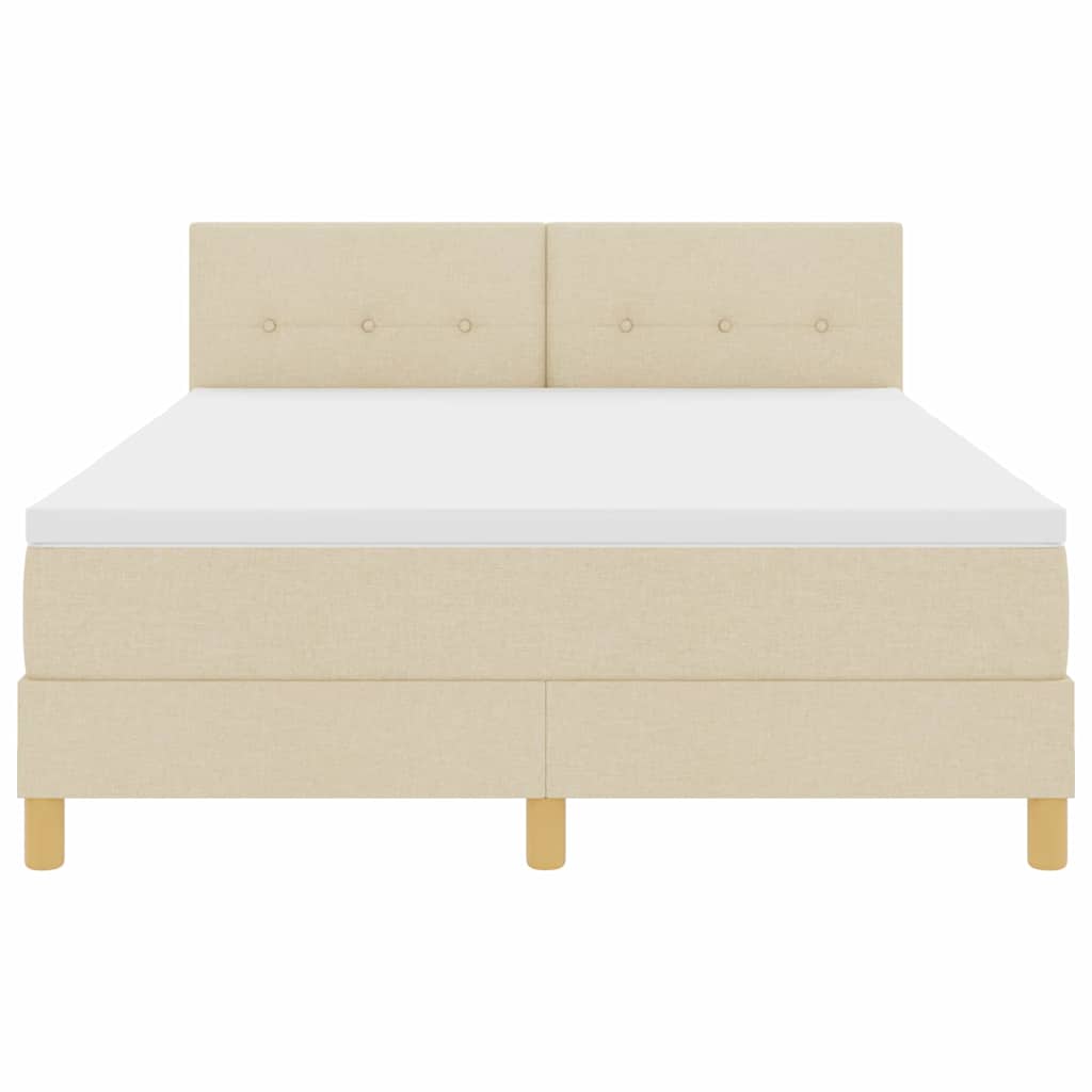Box spring seng med pude med hovedgærde Creme 140 x 190 cm Stof