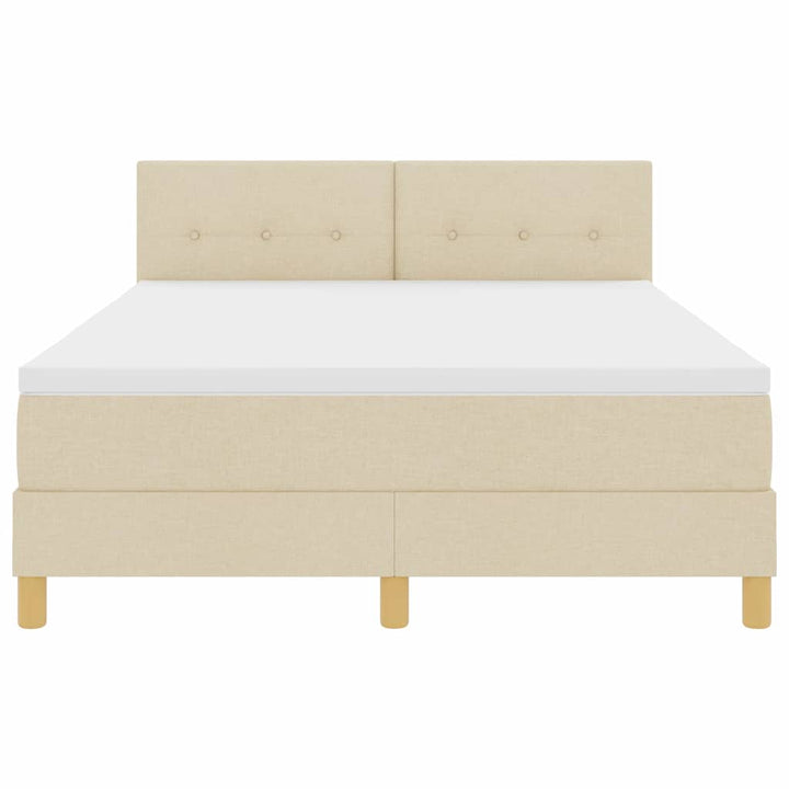 Box spring seng med pude med hovedgærde Creme 140 x 190 cm Stof