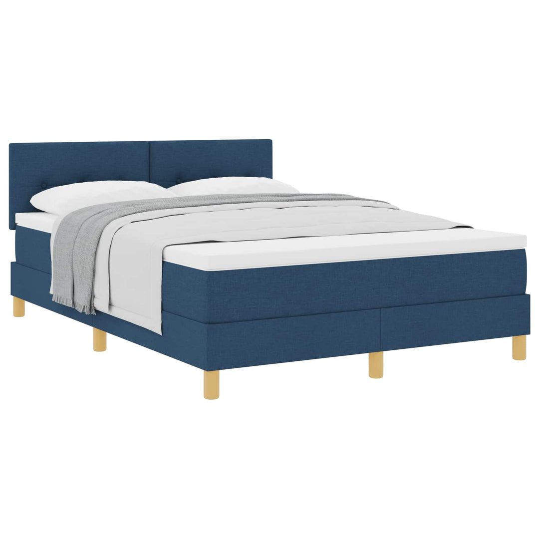 Box spring seng med pude med hovedgærde Blå 140 x 190 cm Stof