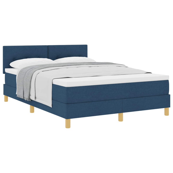 Box spring seng med pude med hovedgærde Blå 140 x 190 cm Stof
