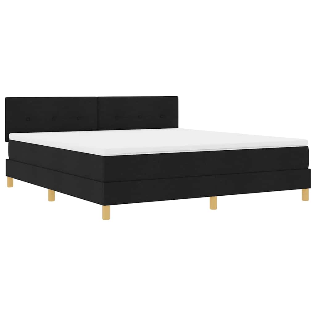 Box spring seng med pude med hovedgærde Sort 180 x 200 cm Stof