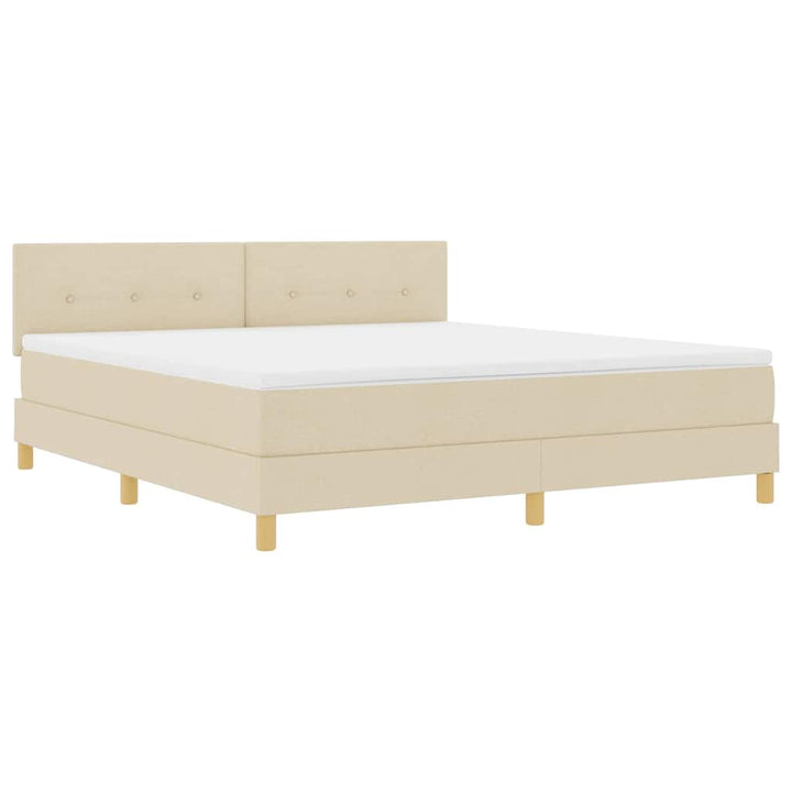 Box spring seng med pude med hovedgærde Creme 180 x 200 cm Stof