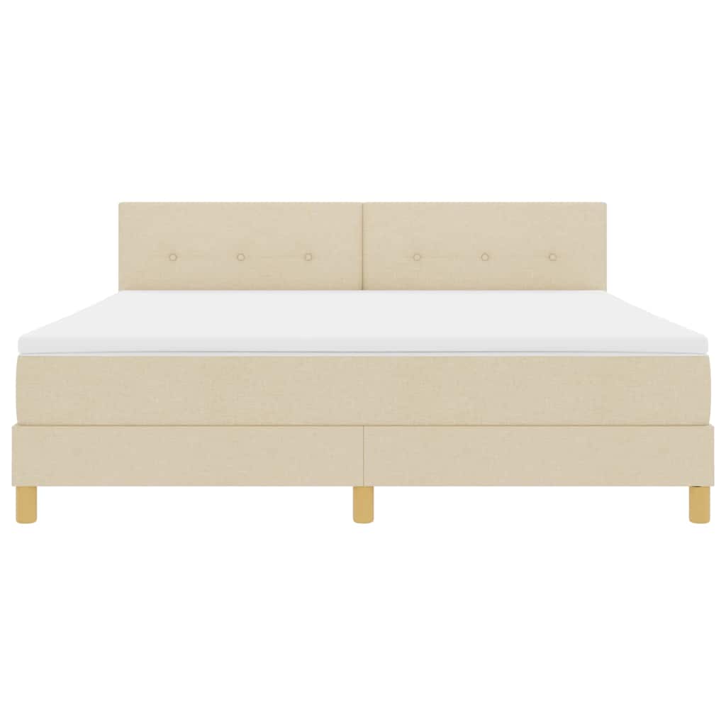 Box spring seng med pude med hovedgærde Creme 180 x 200 cm Stof