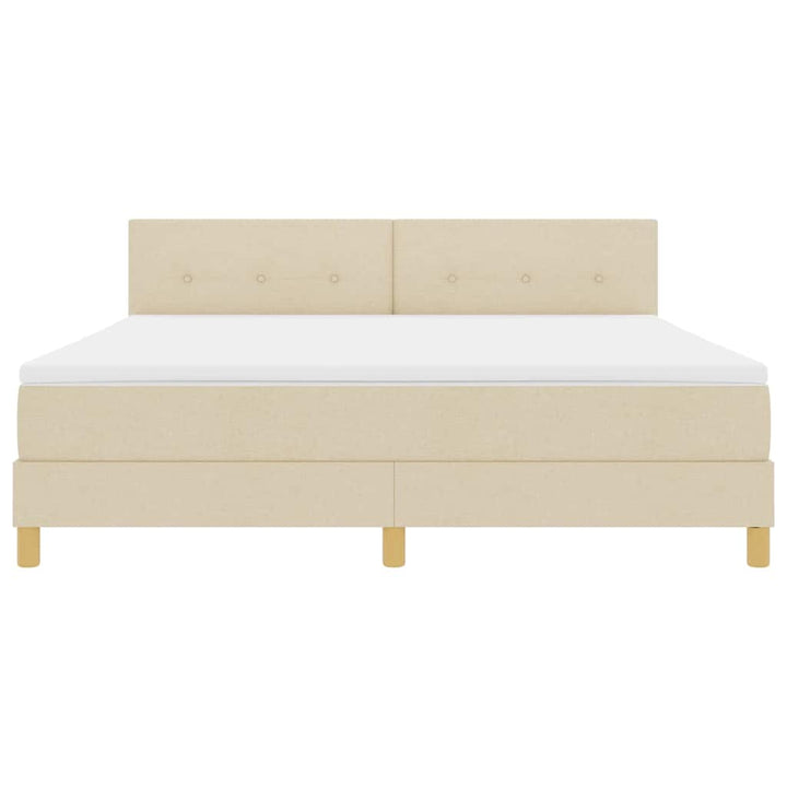 Box spring seng med pude med hovedgærde Creme 180 x 200 cm Stof