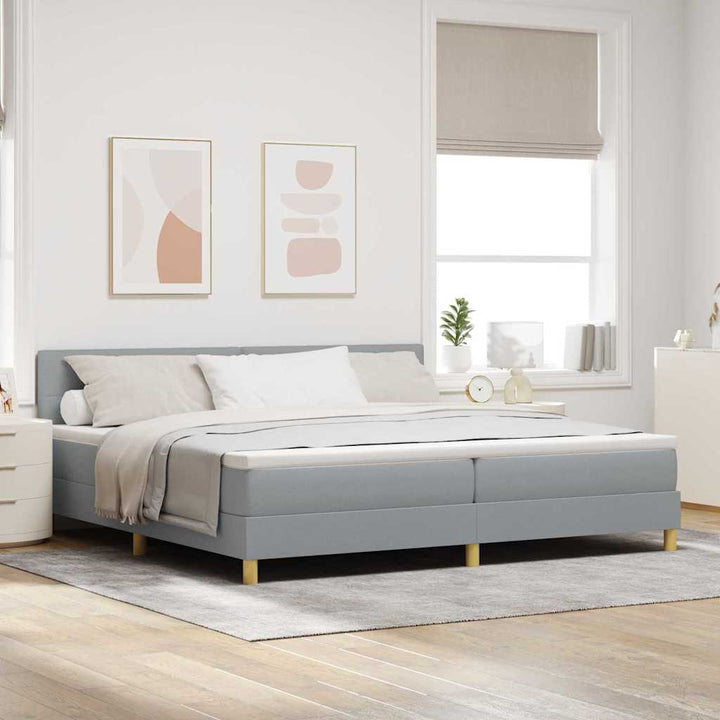 Box spring seng med pude Lysegrå 200 x 200 cm Stof