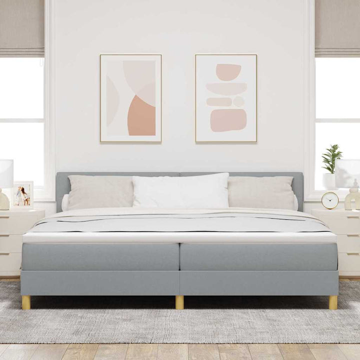 Box spring seng med pude Lysegrå 200 x 200 cm Stof