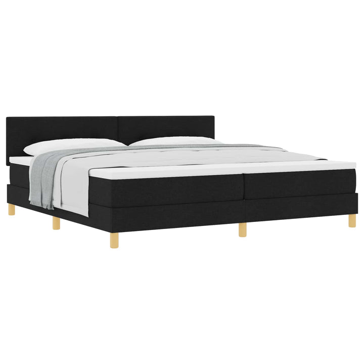Box spring seng med pude med hovedgærde Sort 200 x 200 cm Stof