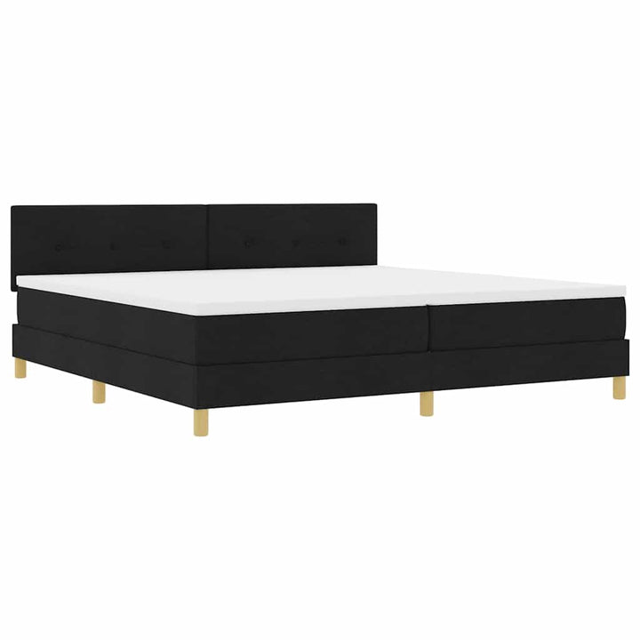 Box spring seng med pude med hovedgærde Sort 200 x 200 cm Stof