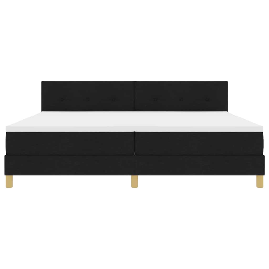 Box spring seng med pude med hovedgærde Sort 200 x 200 cm Stof
