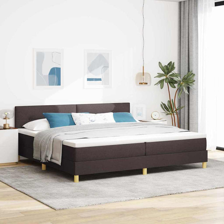 Box spring seng med pude Mørk Brun 200 x 200 cm Stof
