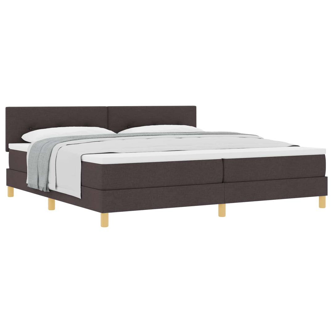 Box spring seng med pude Mørk Brun 200 x 200 cm Stof