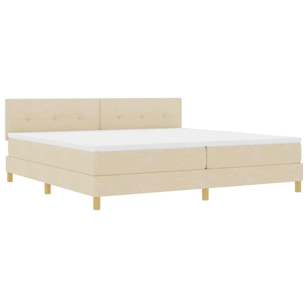Box spring seng med pude med hovedgærde Creme 200 x 200 cm Stof