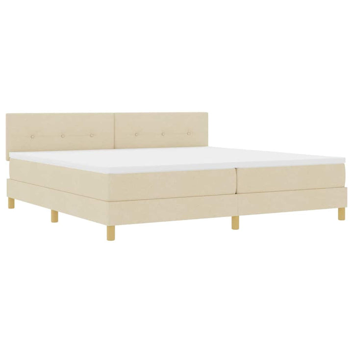 Box spring seng med pude med hovedgærde Creme 200 x 200 cm Stof