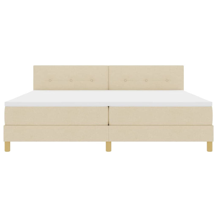Box spring seng med pude med hovedgærde Creme 200 x 200 cm Stof