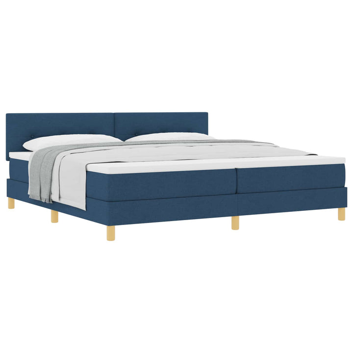 Box spring seng med pude med hovedgærde Blå 200 x 200 cm Stof