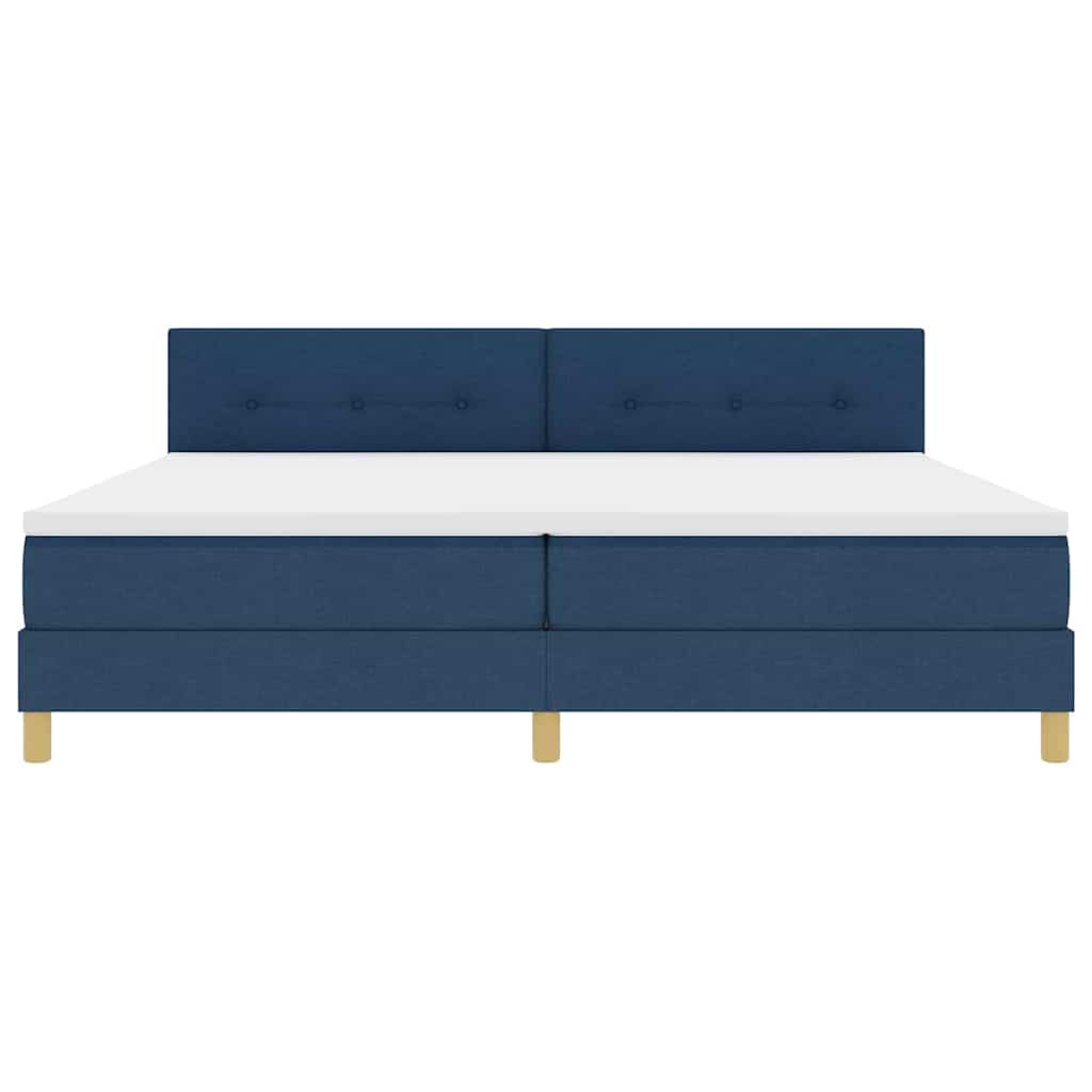 Box spring seng med pude med hovedgærde Blå 200 x 200 cm Stof