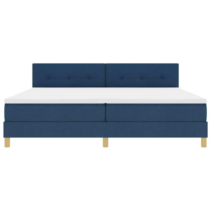 Box spring seng med pude med hovedgærde Blå 200 x 200 cm Stof