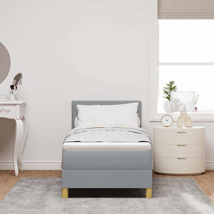 Box spring seng med pude Lysegrå 80 x 200 cm Stof