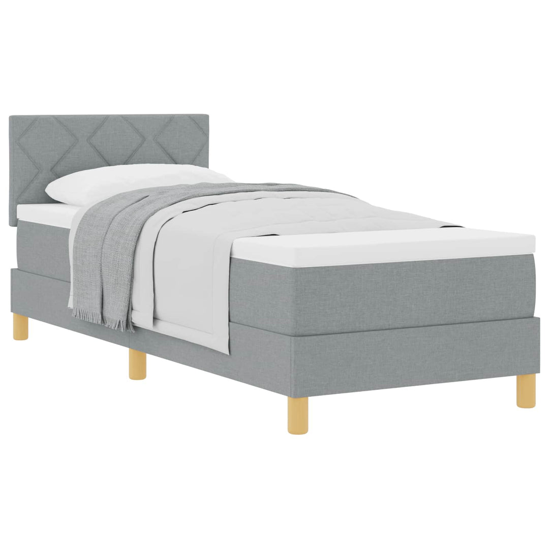 Box spring seng med pude Lysegrå 80 x 200 cm Stof
