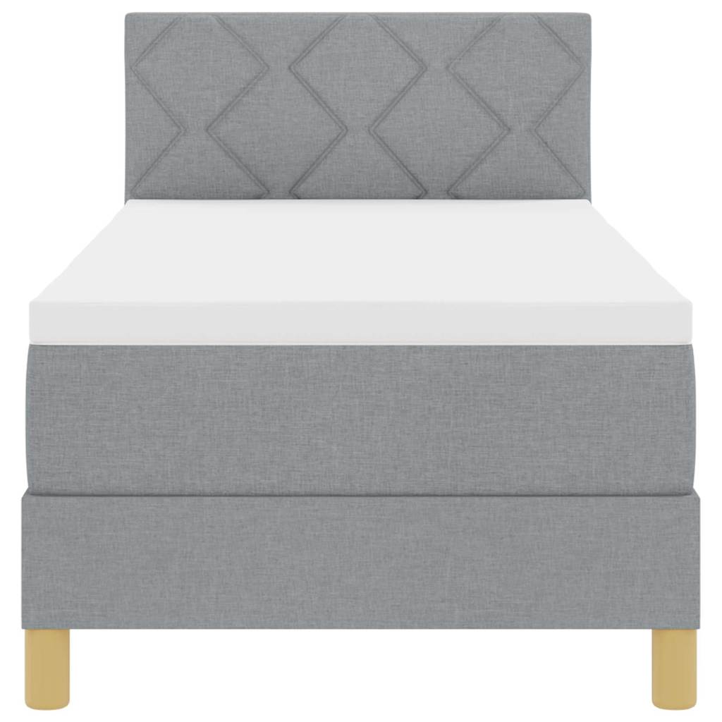 Box spring seng med pude Lysegrå 80 x 200 cm Stof