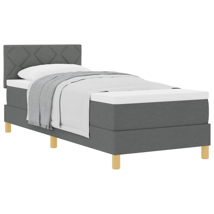 Box spring seng med pude Mørkegrå 80 x 200 cm Stof