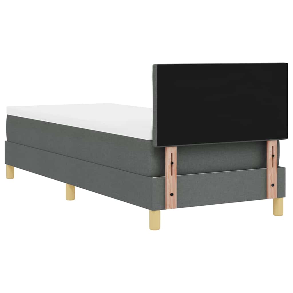 Box spring seng med pude Mørkegrå 80 x 200 cm Stof