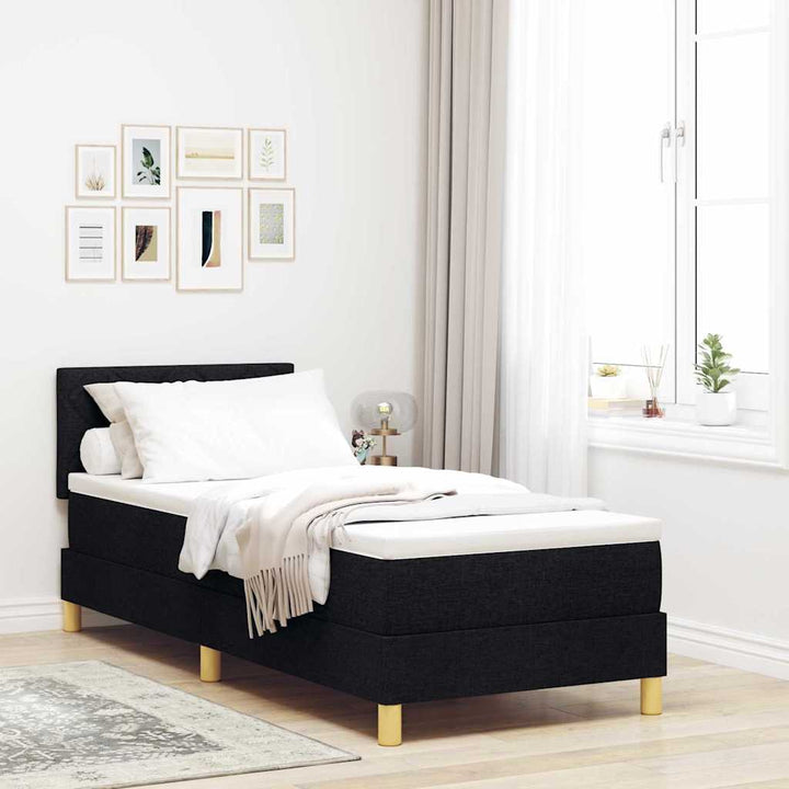 Box spring seng med pude med hovedgærde Sort 80 x 200 cm Stof