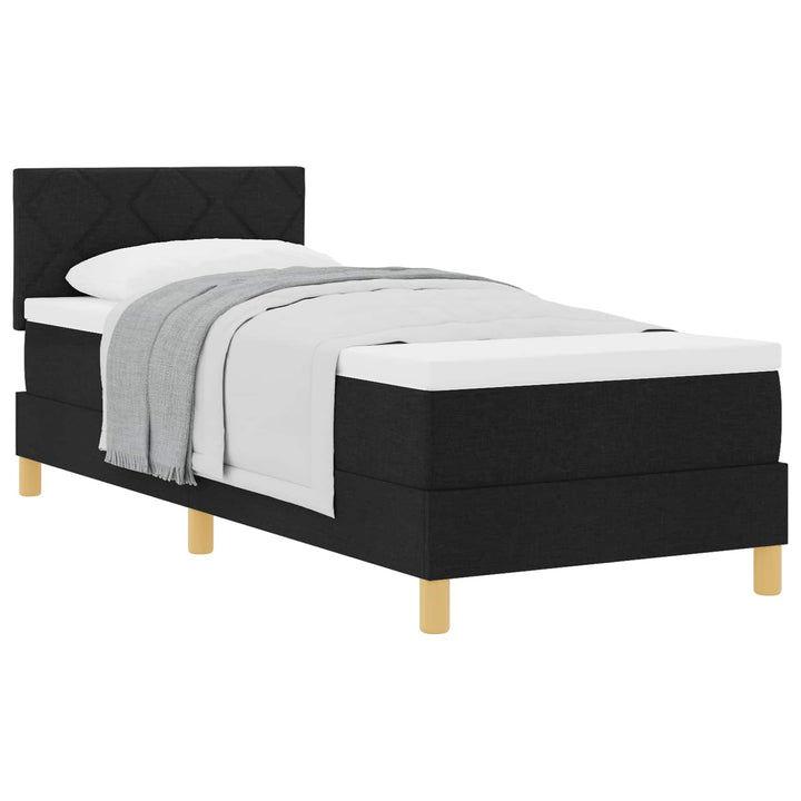 Box spring seng med pude med hovedgærde Sort 80 x 200 cm Stof