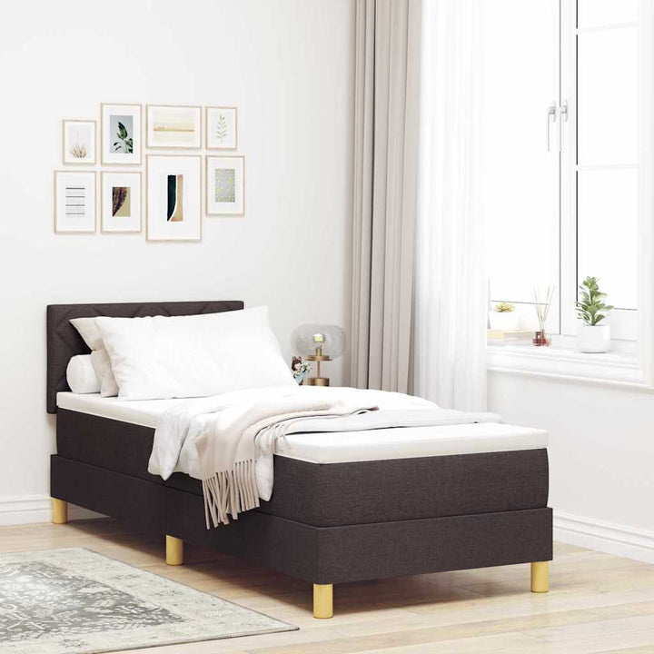 Box spring seng med pude Mørk Brun 80 x 200 cm Stof