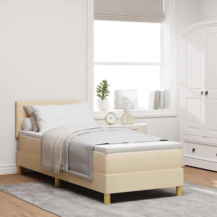 Box spring seng med pude med hovedgærde Creme 80 x 200 cm Stof
